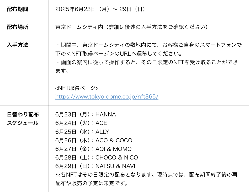 Community WarsとWHITE SCORPIONがNFT施策で連携、東京ドームシティ来場者限定の記念NFTを日替わり配布